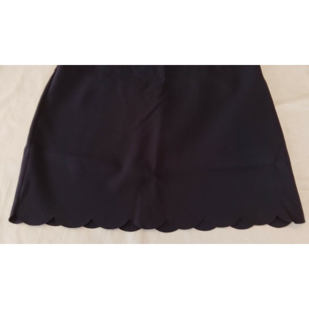 J Crew Womens Scallop Sheath Dress Size 8 Navy Blue Sleeveless Back Zip A3744 - Picture 3 of 9